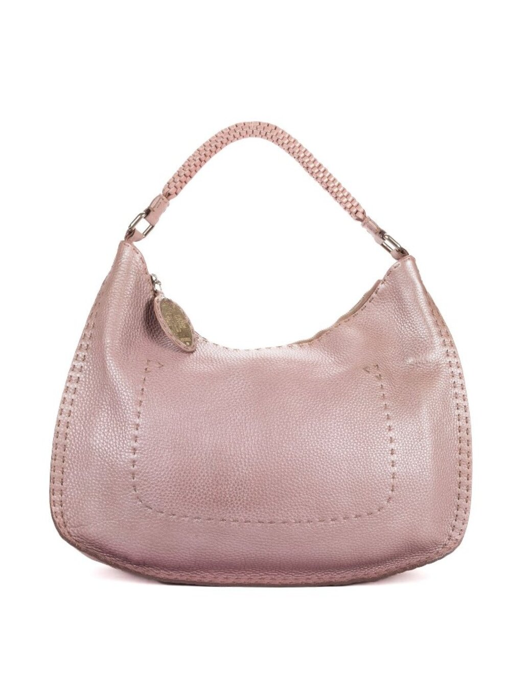 Fendi Selleria Zip Hobo Metallic Purple Grain Calfskin Leather